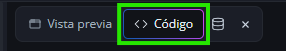 Captura de pantalla: barra de herramientas con la vista de código seleccionada