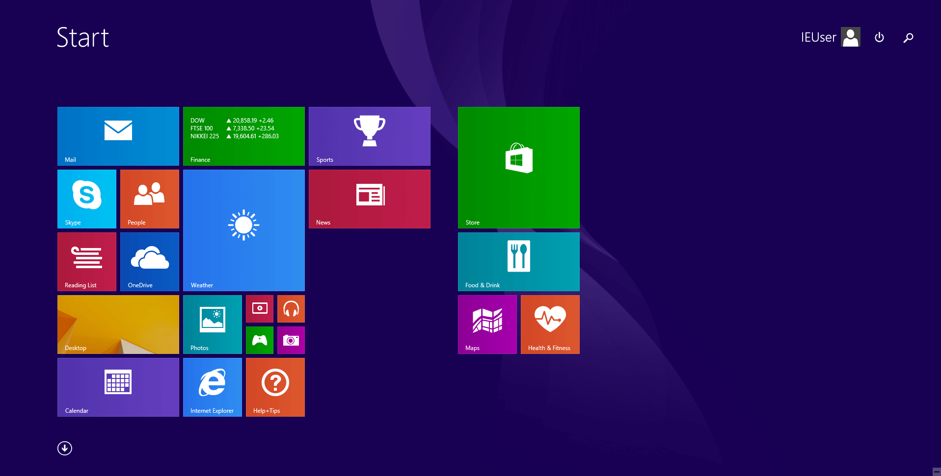 Pantalla de inicio de Windows 8.1 con Modern UI