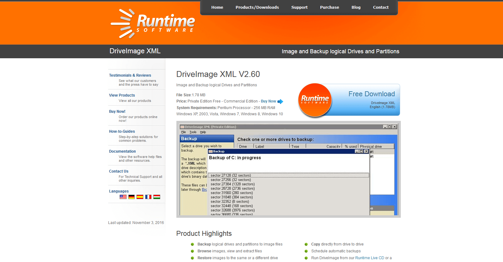 Página web del producto: DriveImage XML 2.60