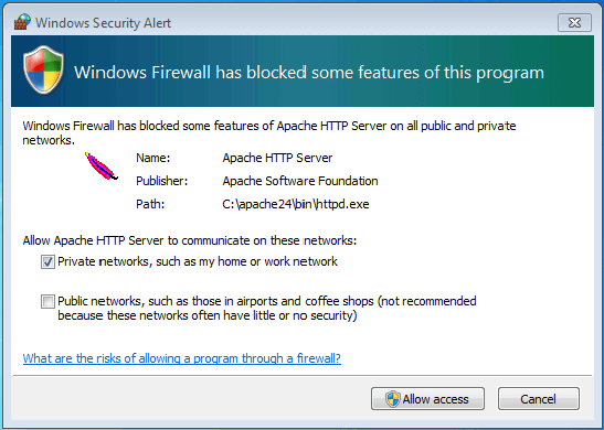 Alerta de seguridad en Windows: el firewall bloquea las funciones de programa