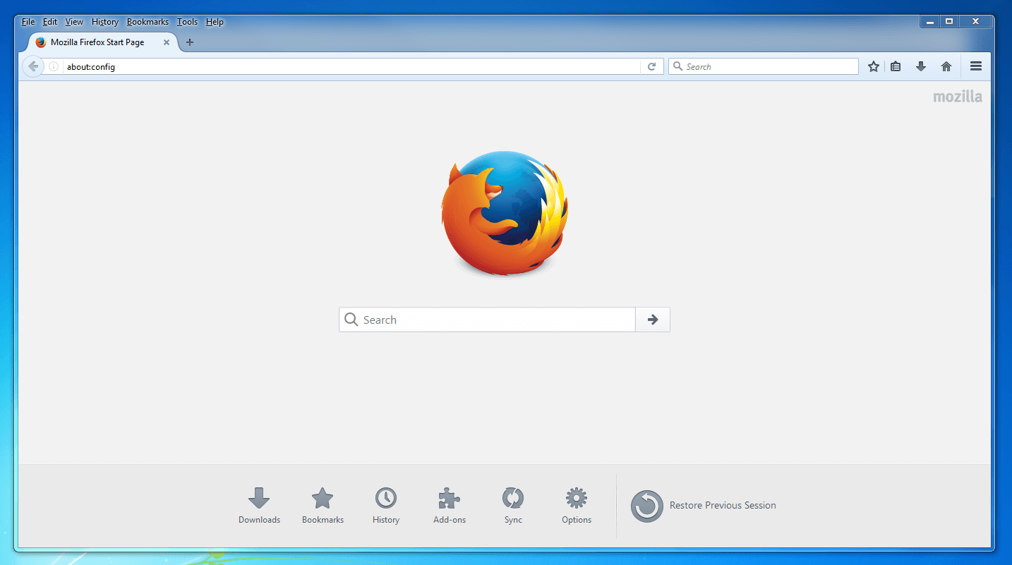 Página de inicio de Firefox