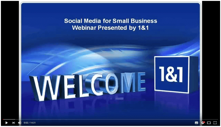 Captura de pantalla del seminario web “Social Media for Small Business” de IONOS