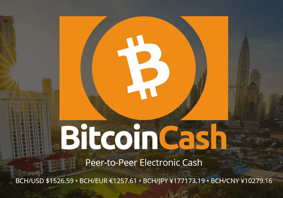 Captura de pantalla de la página web de Bitcoin Cash