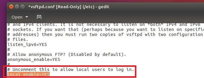 Servidor FTP en Ubuntu: configuración de los permisos de los usuarios locales