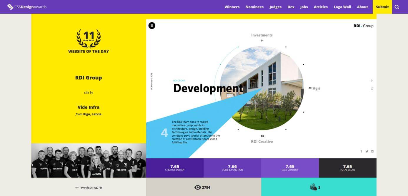 Página de inicio de los CSS Design Awards