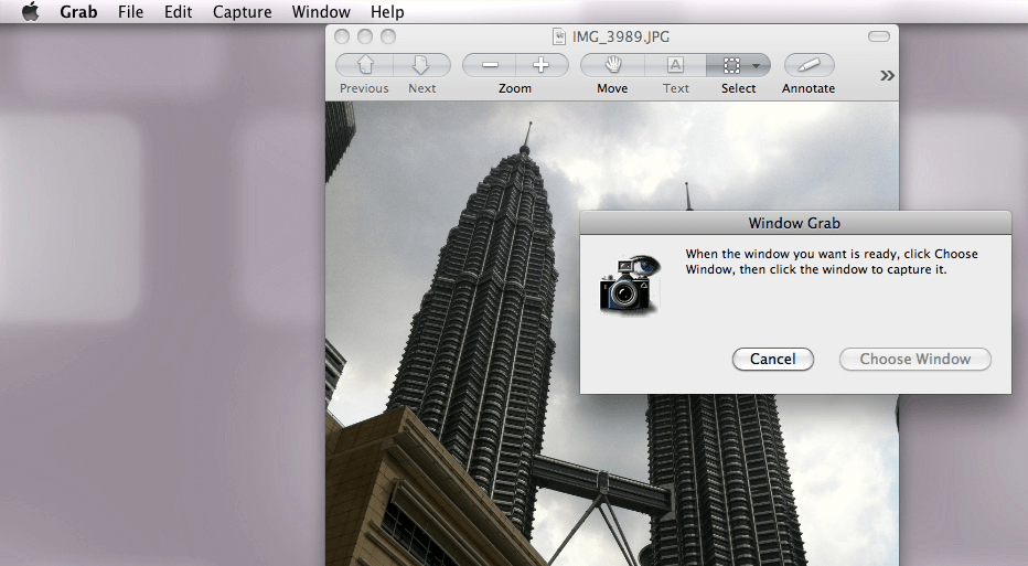 Captura de una ventana en la aplicación Instantánea de sistemas Mac
