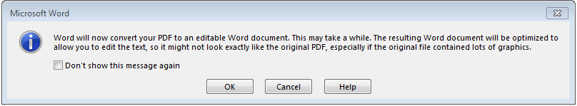 Información para convertir documentos PDF a documentos de Word