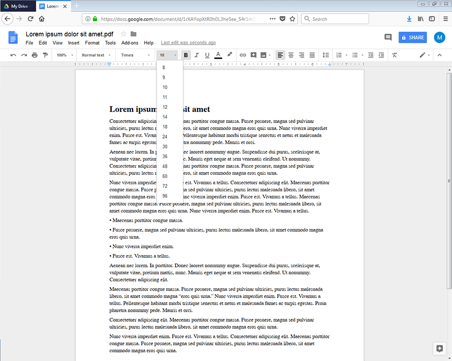 Edición de un PDF en Google Docs