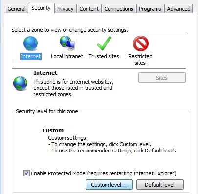 Ajustes de seguridad en Internet Explorer