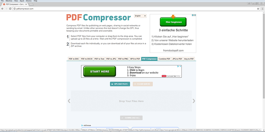 Interfaz de usuario de PDFCompressor