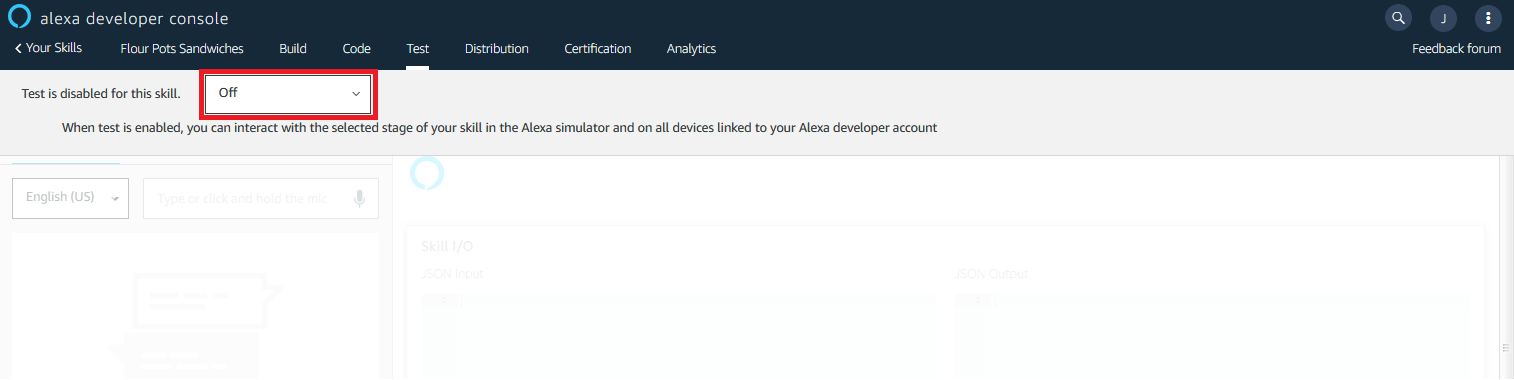 Alexa Developer Console: entorno de pruebas
