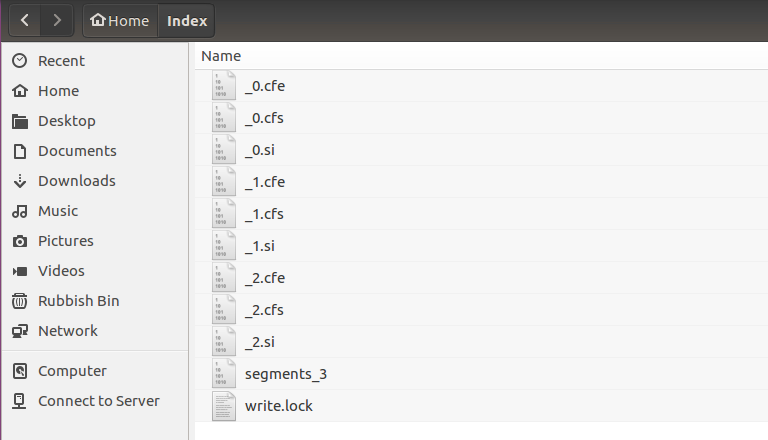 Archivos de índice de Apache Lucene