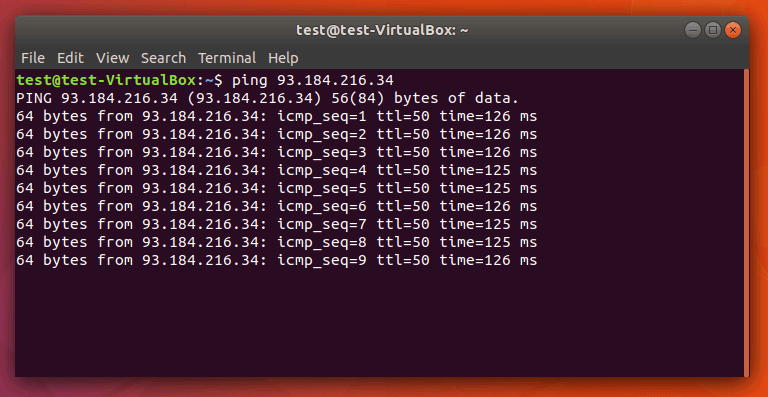 Ping infinito en el terminal Linux