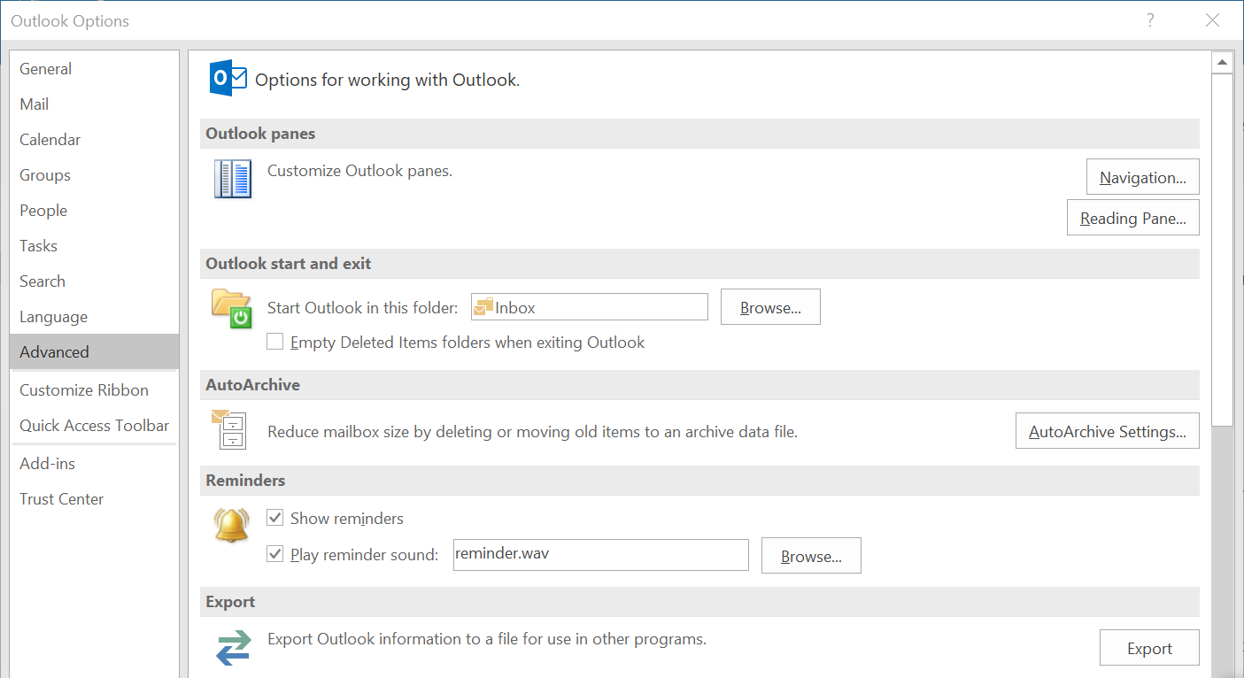 Microsoft Outlook 2016: “Opciones” de Outlook