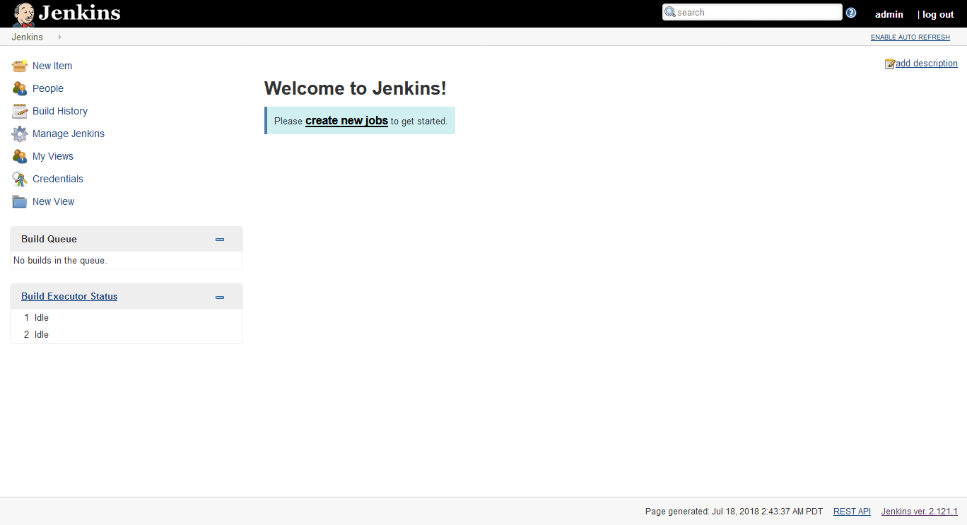 Interfaz web de Jenkins
