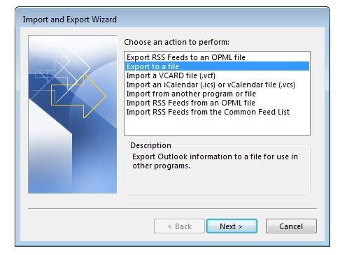 Asistente para importer y exportar de Outlook 2016 Asistente para importer y exportar de Outlook 2016