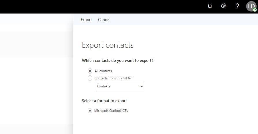 Outlook en la web: exportar contactos Outlook en la web: exportar contactos