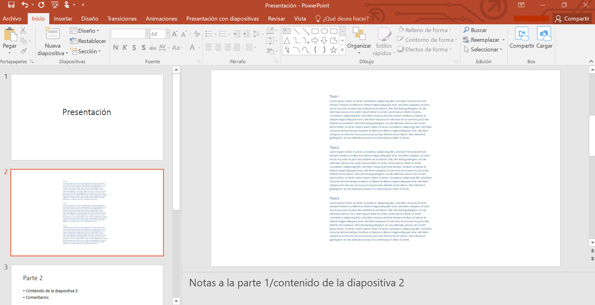 Documento de Word insertado en PowerPoint