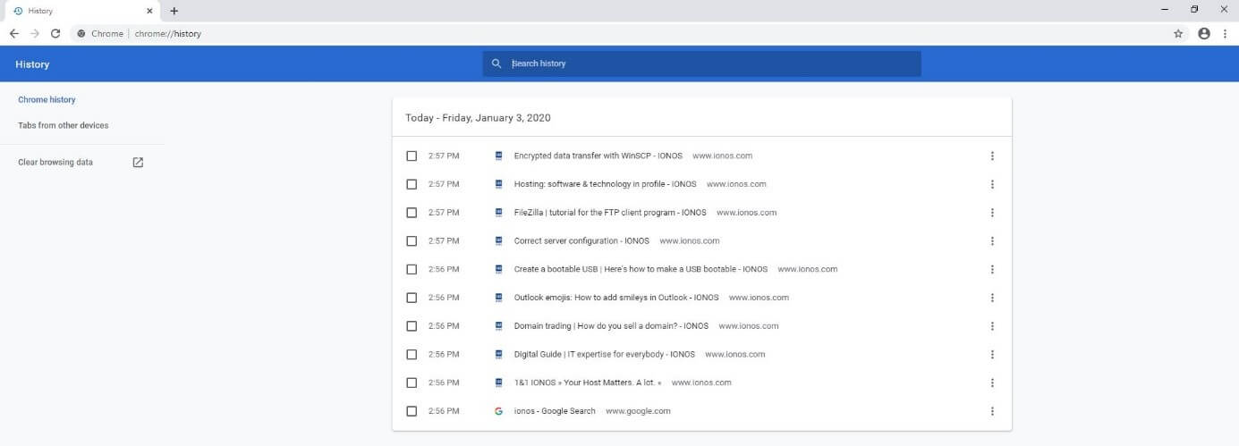 Google Chrome: Historial “Hoy”