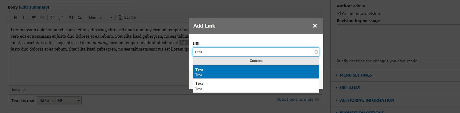 Tutorial de Drupal: añade un enlace con el módulo Linkit instalado