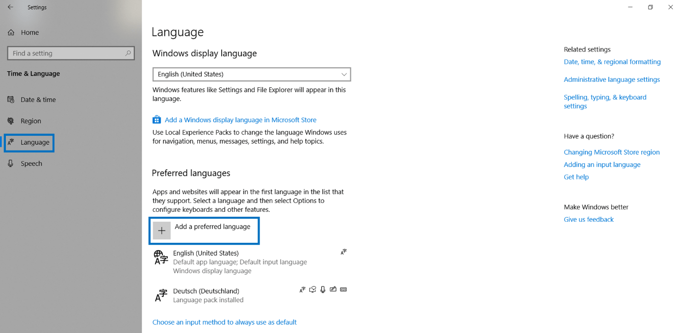 Configuración de opciones de idioma de Windows