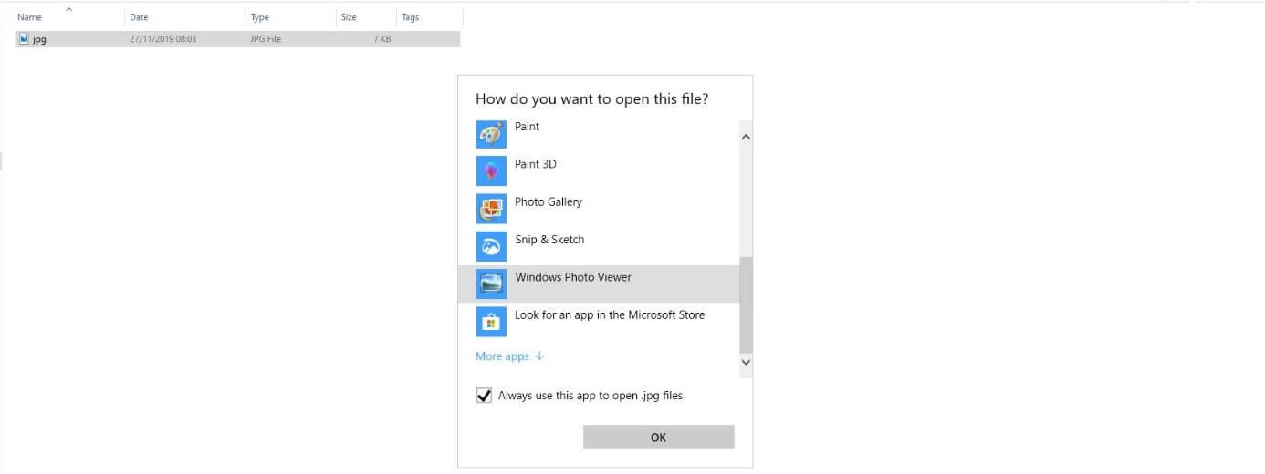 Diálogo de Windows 10 “¿Cómo quieres abrir este archivo?”