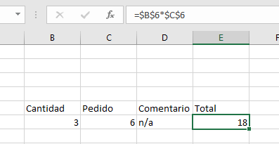 Fórmulas Excel con el símbolo $ (fijar relaciones entre celdas)