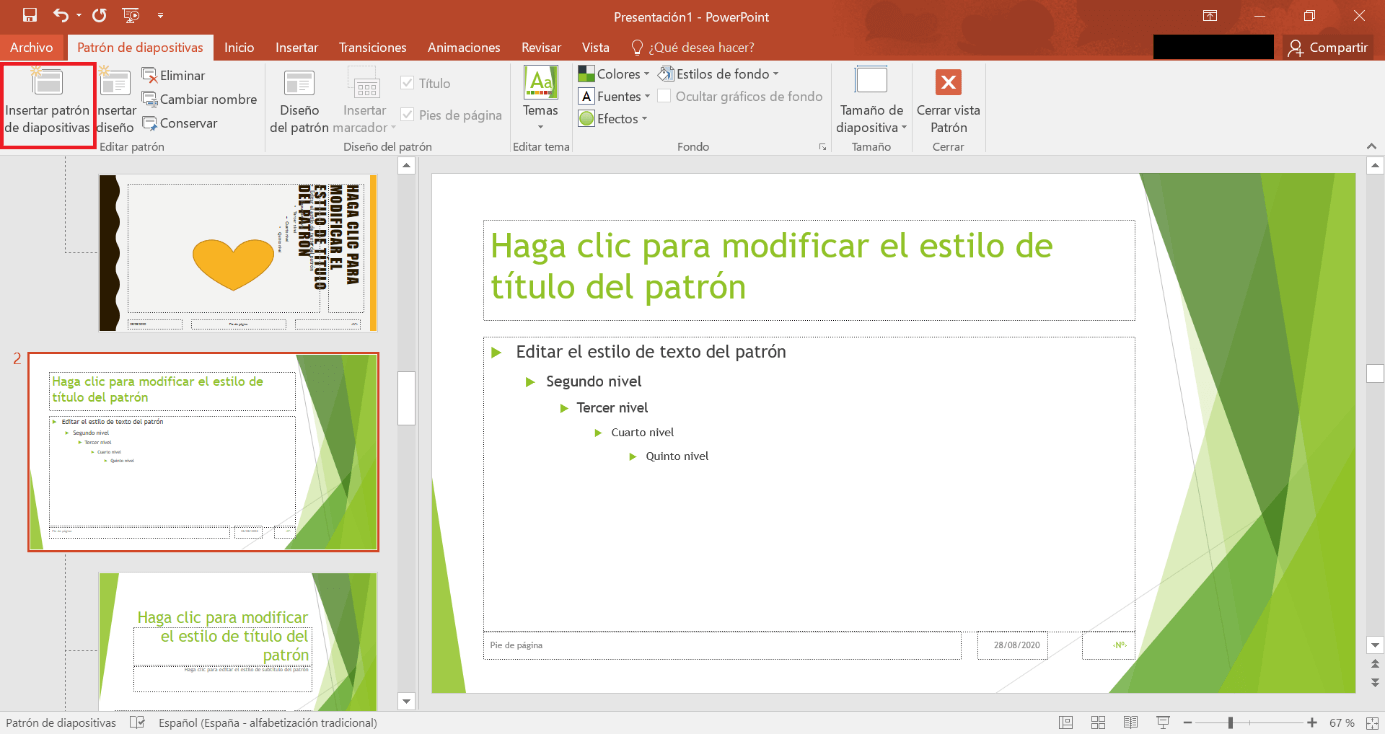 Cómo crear un segundo patrón de diapositivas en PowerPoint 2019