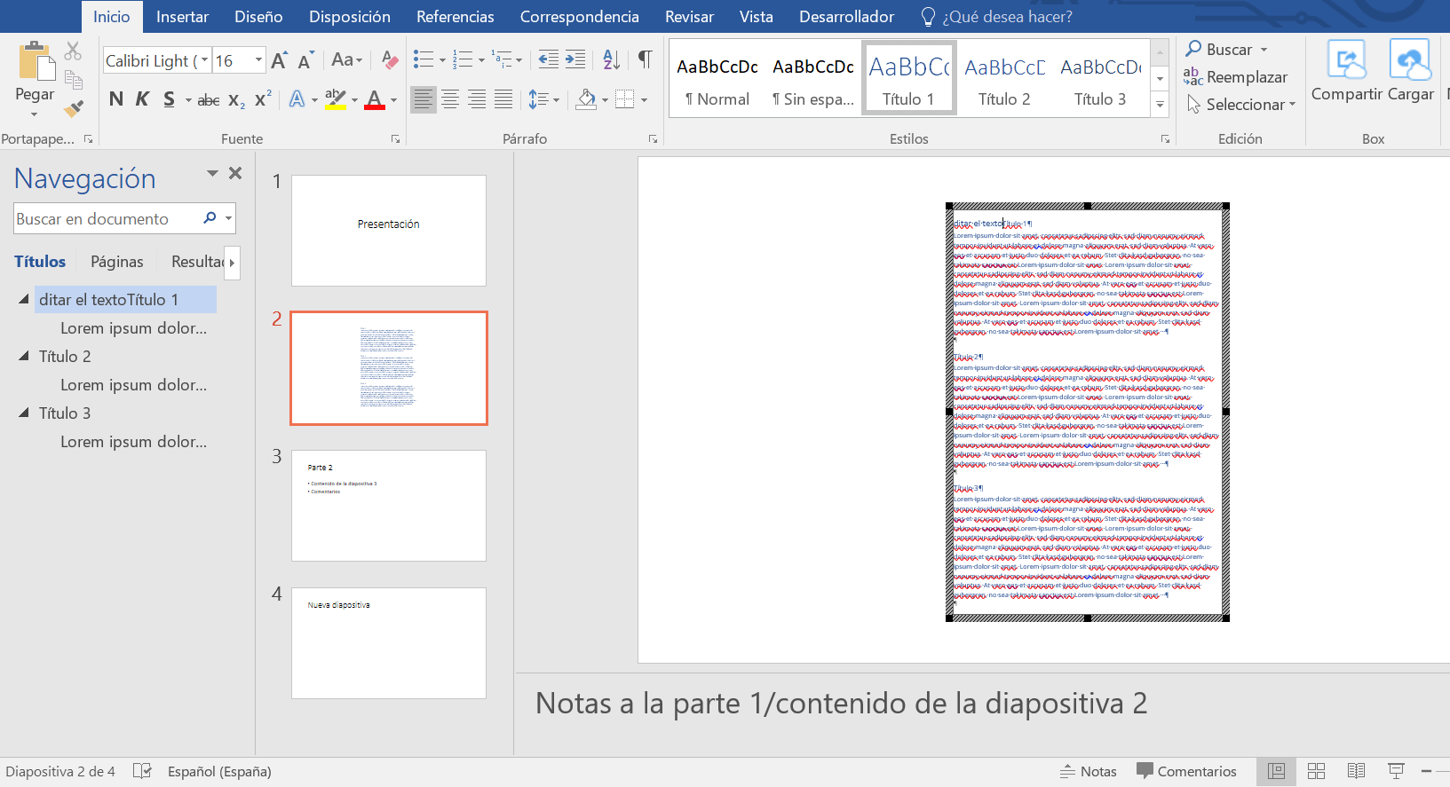 Importar documento de Word a PowerPoint: editar objeto