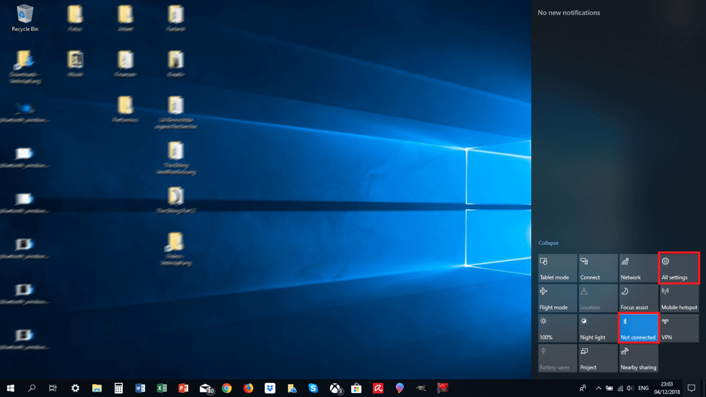 Área de notificaciones de Windows 10
