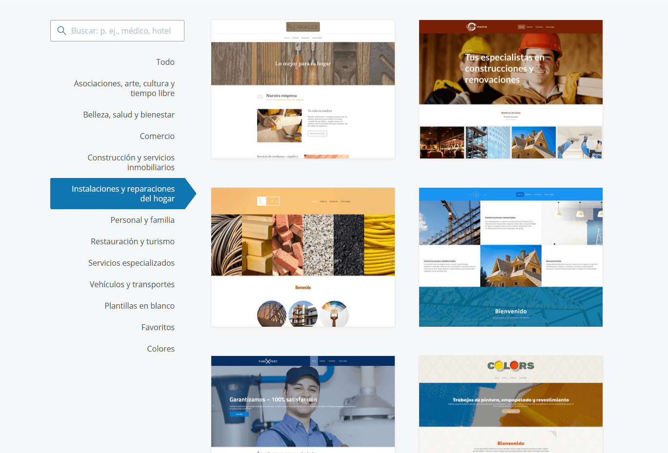 Plantillas de diseño de IONOS para tu web de servicios de reformas