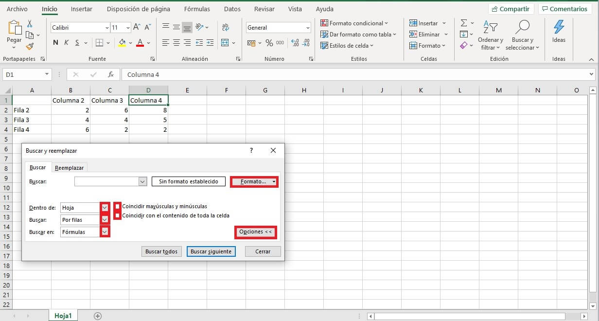Buscar y reemplazar en Excel: opciones avanzadas de búsqueda