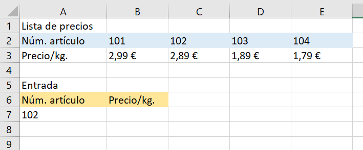 BUSCARH: cálculo de precio/kg.