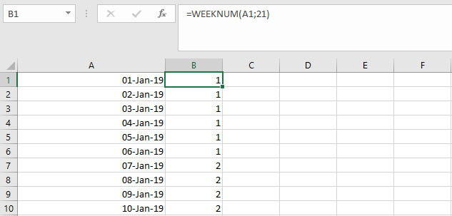 Calendario en Excel con semanas de calendario
