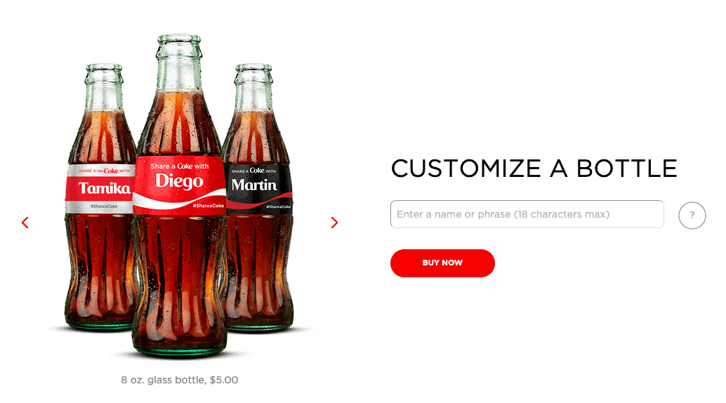 Las botellas de Coca-Cola pueden personalizarse con nombres