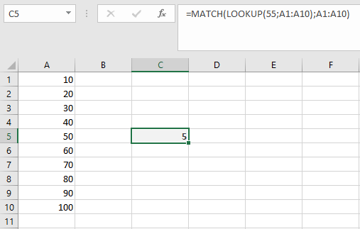 Combinar en Excel las funciones BUSCAR y COINCIDIR