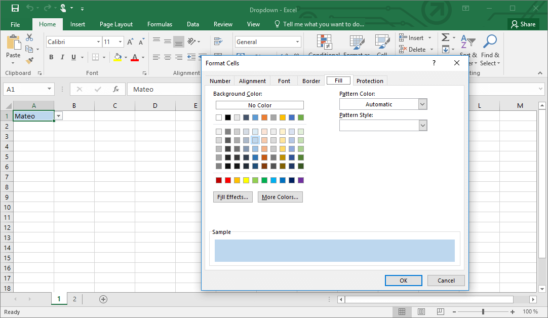 Modificar el aspecto de la lista desplegable de Excel