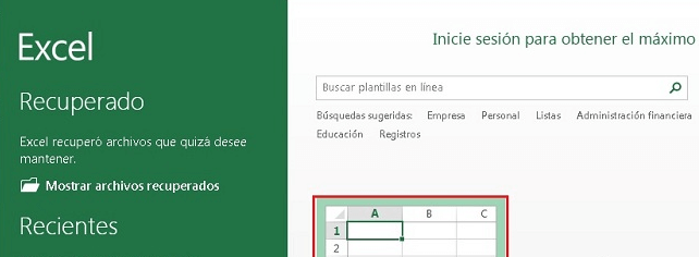 Excel: Opción de programa “Recuperación de documentos”