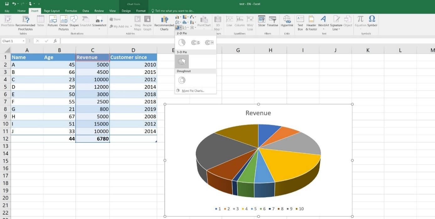 Tablas Excel con diagrama dinámico