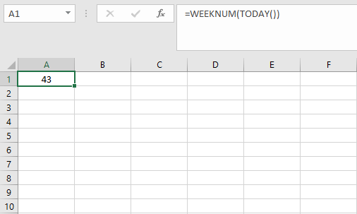 Fórmula Excel para el número de semana actual