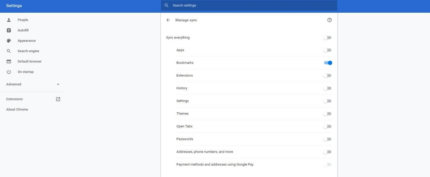 Google Chrome: gestionar la sincronización