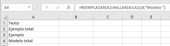 Cambiar secuencias de texto específicas en determinadas posiciones con Excel HALLAR