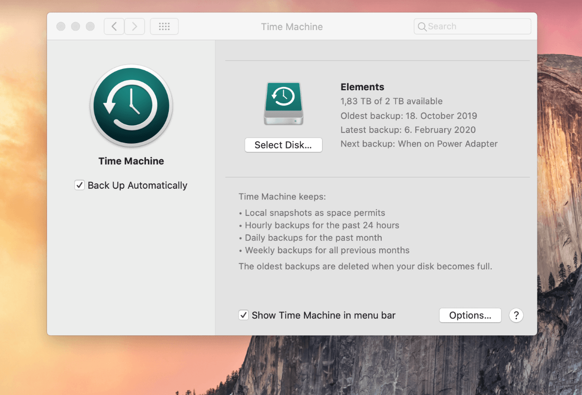 macOS: configuración de Time Machine