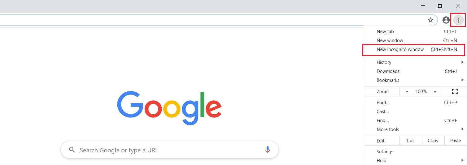Icono de los tres puntos para abrir el menú de Google Chrome.