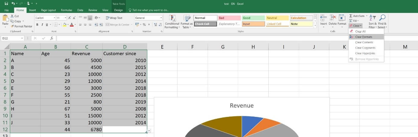 Microsoft Excel 2016: borrar formato