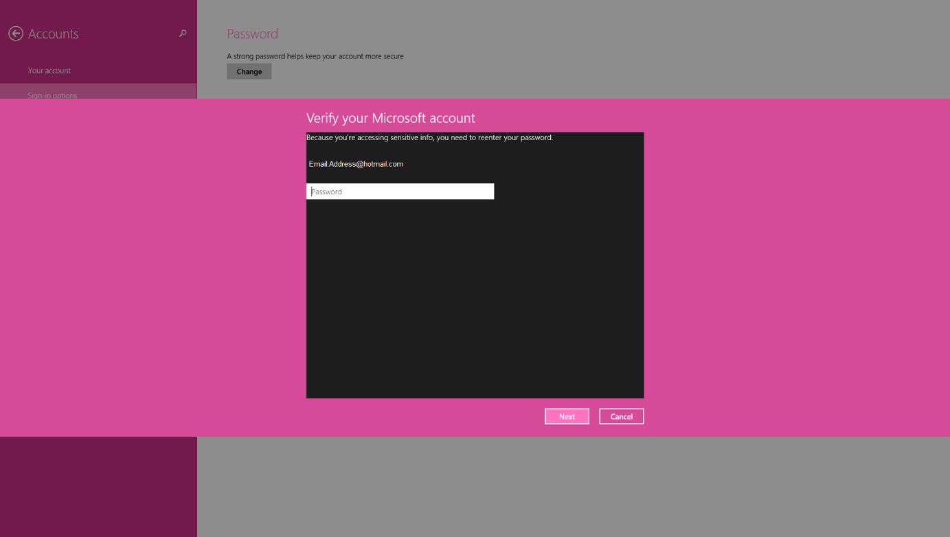 Verificación de la contraseña ya establecida en Windows 8