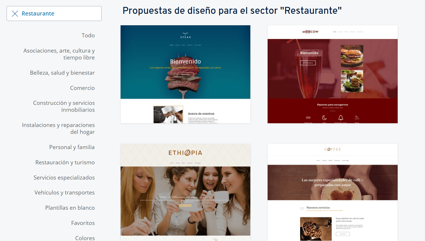 Propuestas de diseño para páginas web de restaurantes
