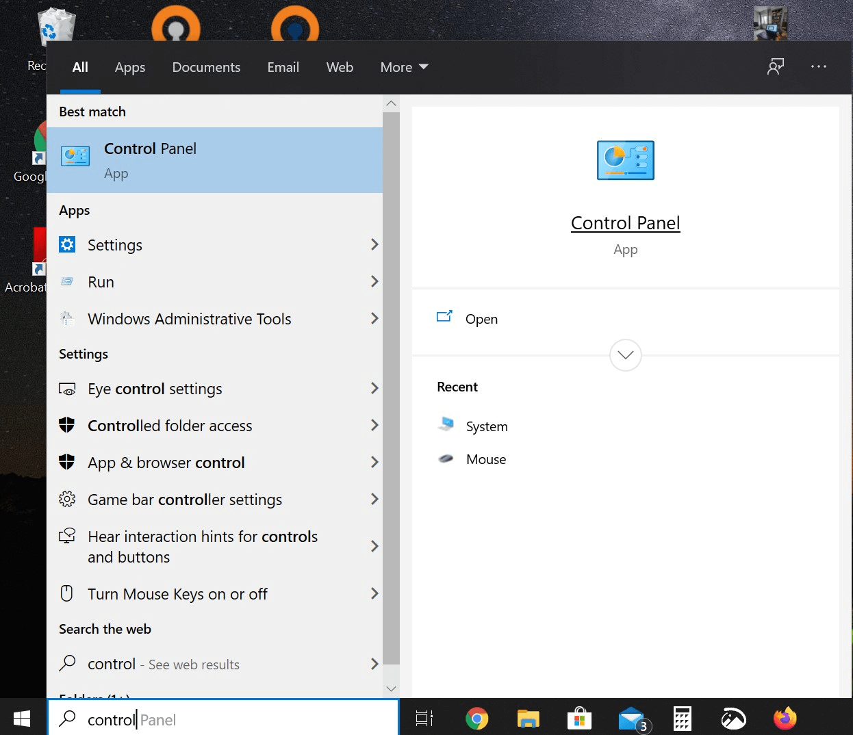 Función de búsqueda en la barra de tareas de Windows 10