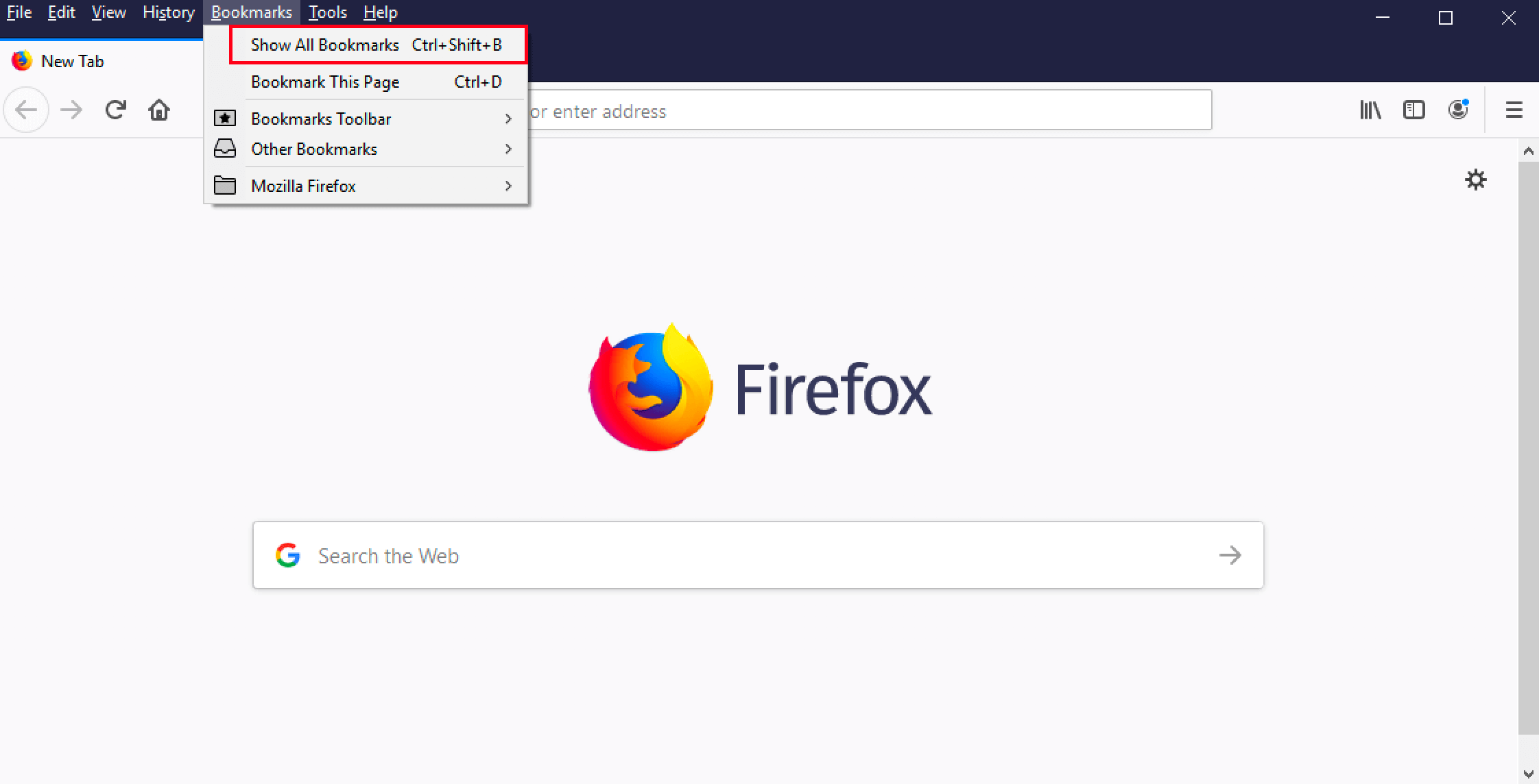 Opciones de Firefox: “Mostrar todos los marcadores”
