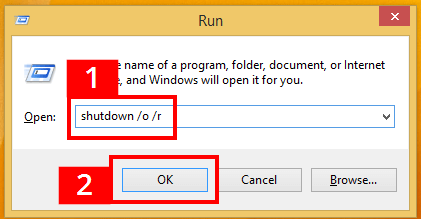Comando de apagado en el cuadro de diálogo de Ejecutar de Windows 8
